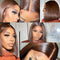 Straight Bob Wig Brown Color 4X4 Closure Lace Wigs Pre Plucked Human Hair Wigs