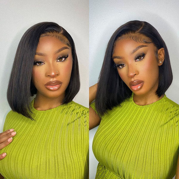 mslynn Side Part Short Bob 4X4 Lace Closure Wig Pixie Cut Wig Straight Human Hair Wig