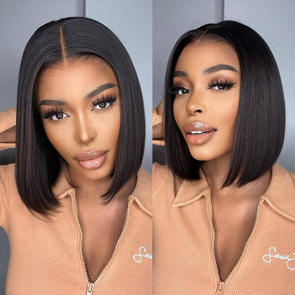 Short Bob Wigs Straight Hair 4x4 Lace Closure Human Hair Wigs With Full Ends