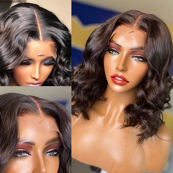 Shoulder Length Short Cut Wig Loose Wave Wig 5X5 Lace Closure Loose Body Wig