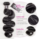 CurlyMe Body Wave Virgin Human Hair 4 Bundles with 13x4 Frontal Natural Black