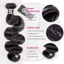 CurlyMe Body Wave Virgin Human Hair 3 Bundles With 4x4/5x5 Closure Natural Black