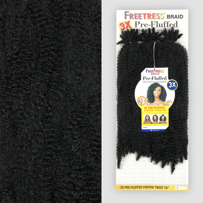 Freetress Synthetic Crochet Braids - 3X Pre-Fluffed Poppin Twist 16"