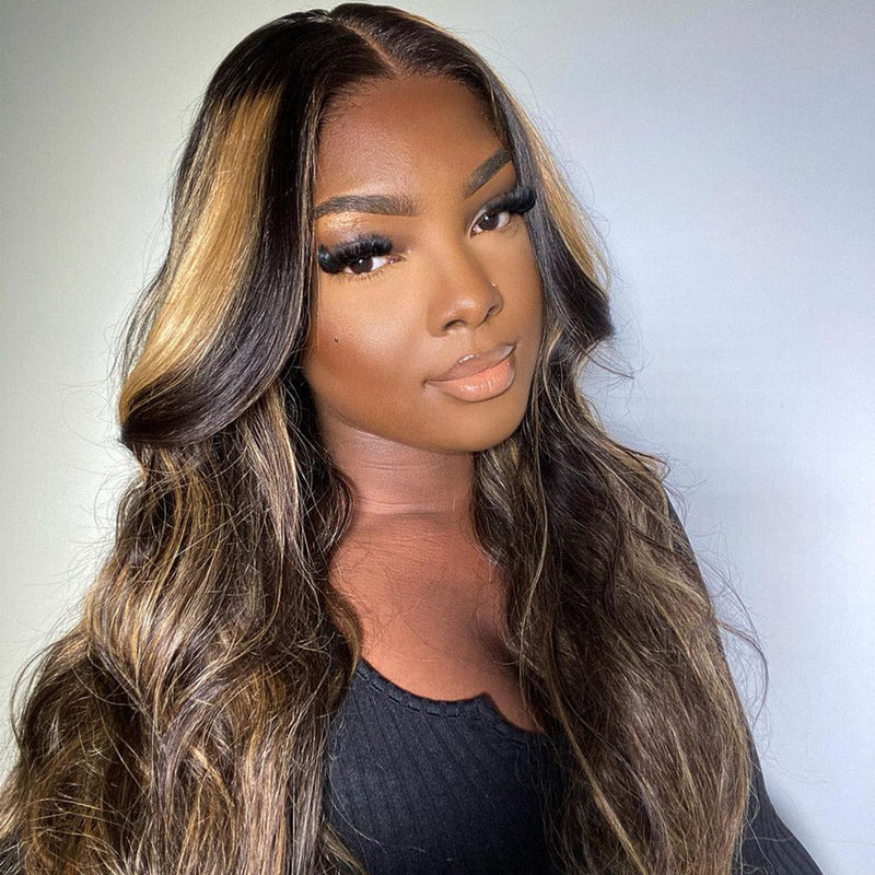 22inch-28inch Upgrade 210% Density Balayage Highlight Hair 13x4 Transparent Lace Front Human Hair Wigs