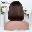 Xrs Beauty Hair Blunt Cut Dark Brown Lace Front Bob Wig with Caramel Highlights [BOB44]