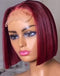 Jessies Wig Blunt Cut 99J 13x4 Bob Lace Frontal Wigs 4x4 Burgundy Lace Closure Wig