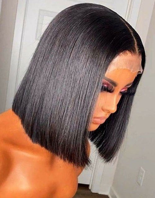 Jessies Wig Blunt Cut Bob Wig 4x4 Transparent HD Lace Closure Wigs With Baby Hair