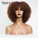 Xrs Beauty Hair Caramel Brown Coily Bang Human Hair Lace Front Wigs [CFW82]