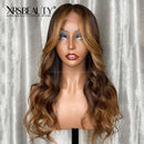 Xrs Beauty Hair Caramel Brown with Blonde Highlights Wavy Lace Front Wigs [CFW63]