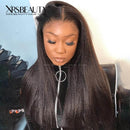 Xrs Beauty Hair Layered Edge Yaki Straight 13x5 Lace Front Human Hair Wig With Baby Hair Coarse Long Virgin Hair Bleached Knots [LFW09]