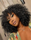 Jessies Wig Curly Bob Wigs With Bangs Capless Fringe Human Hair Wigs