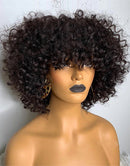 Jessies Wig Curly Bob Wigs With Bangs Capless Fringe Human Hair Wigs