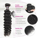 CurlyMe Deep Wave Virgin Human Hair 4 Bundles with 4x4/5x5 Closure Natural Black