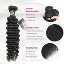 CurlyMe Deep Wave Virgin Human Hair 4 Bundles with 13x4 Frontal Natural Black