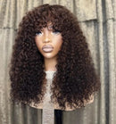 Dola Hair Glueless High Density Messy Curly Wig With Bangs Brazilian Human Hair Wig