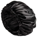 DREAM WORLD LARGE SIZE SATIN BONNET CAP BLACK (DRE084B)