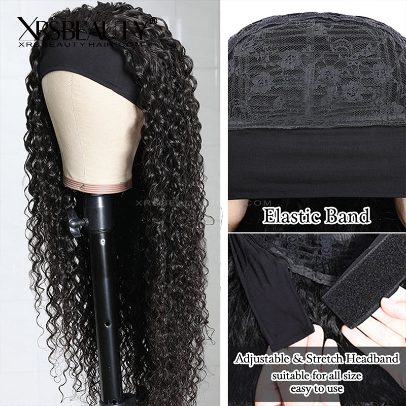 Xrs Beauty Hair 180% Density Glueless Human Hair Deep Curly Headband Wig [HBW07]