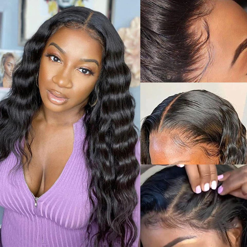 Transparent Loose Deep Wave Wig 4X4 Lace Closure Wig Curly Human Hair Wigs