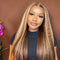 Mslynn Wear Go Glueless Pre Cut 5x5 Lace Wigs Kinky Straight 4/27 Honey Blonde Highlight Wig