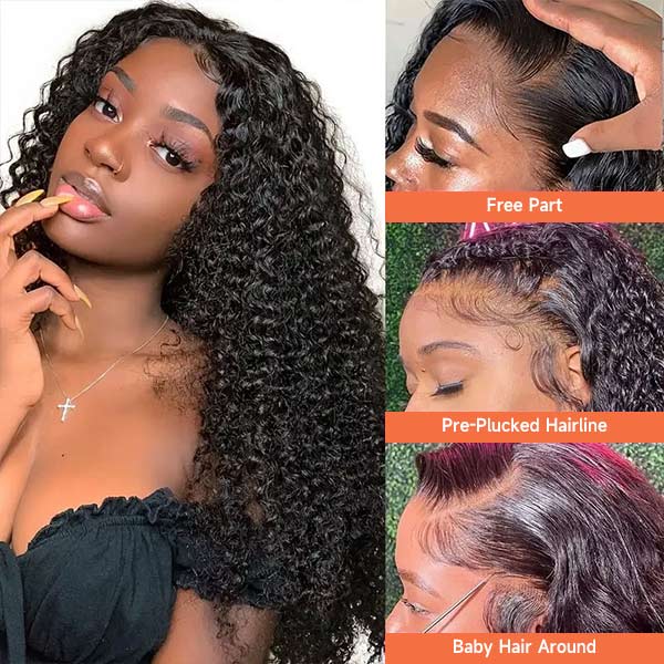 Breathable Cap Air Wig Kinky Curly Transparent 13X4 Lace Wig Beginner Friendly Wig