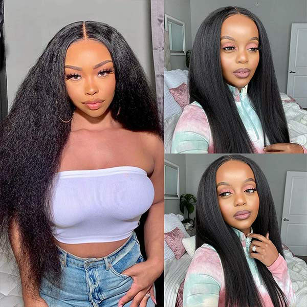 Air Wig Kinky Straight Breathable Cap Glueless 13X4 Lace Frontal Wig