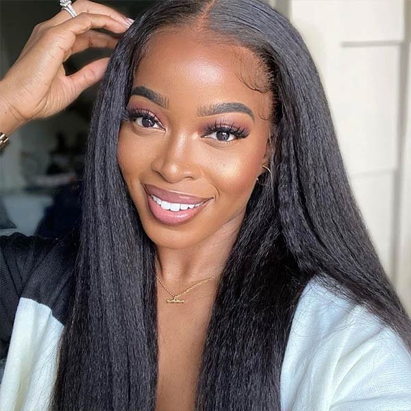 Air Wig Kinky Straight Breathable Cap Glueless 13X4 Lace Frontal Wig