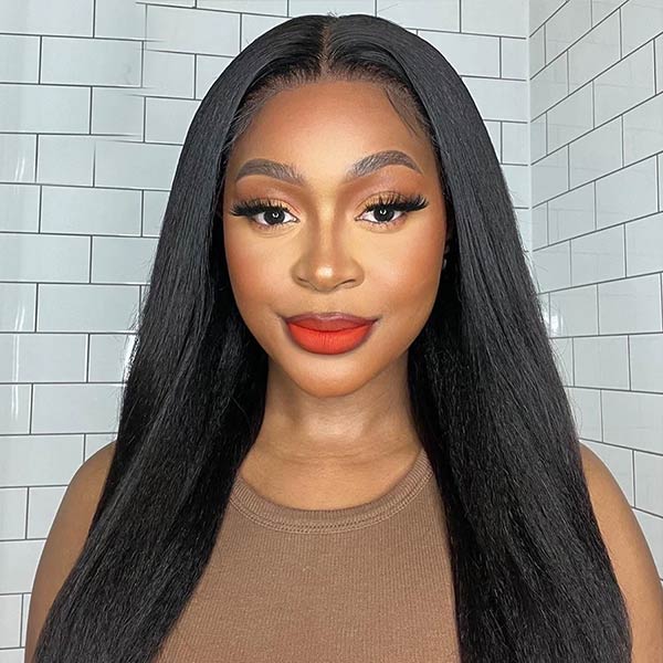 Air Wig Kinky Straight Breathable Cap Glueless 13X4 Lace Frontal Wig