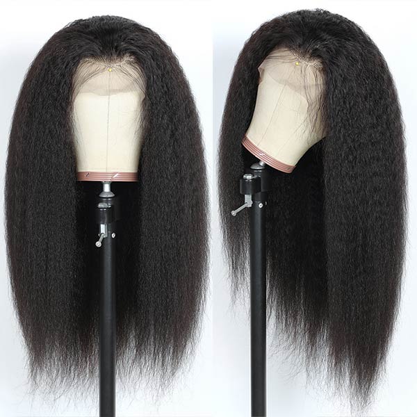 Air Wig Kinky Straight Breathable Cap Glueless 13X4 Lace Frontal Wig