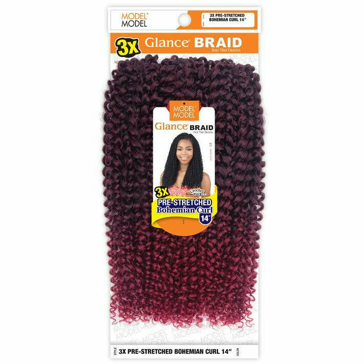 Model Model Glance Braids – 3x Pre-Stretched Bohemian Curl 14"