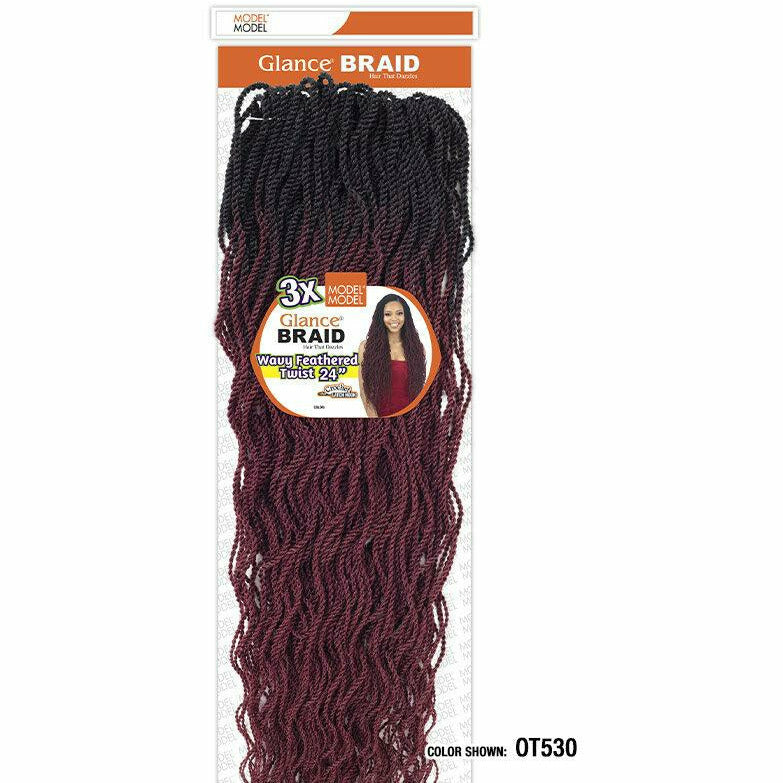 Model Model Glance Braids – 3x Wavy Feathered Twist 24"