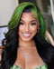 Jessies Wig Green Skunk Stripe Hair Wig Patch Color Body Wave Hairstyle Lace Front Wigs For Women