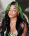 Jessies Wig Green Skunk Stripe Hair Wig Patch Color Body Wave Hairstyle Lace Front Wigs For Women