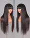 Jessies Wig Glueless Silky Straight Human Hair Wigs With Bangs Throw On & Go Workout wigs