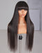 Jessies Wig Glueless Silky Straight Human Hair Wigs With Bangs Throw On & Go Workout wigs