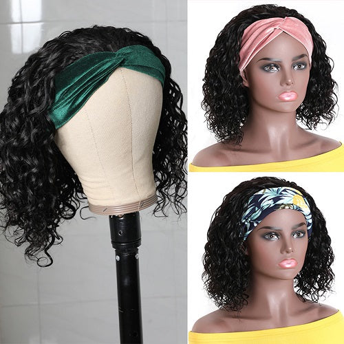 Jessies Wig Water Wave Bob Affroadable Headband Wig (GET FREE TRENDY HEADBAND)