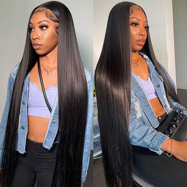 13x4 Straight Lace Front Wig HD Transparent Lace Wig Long Straight Human Hair