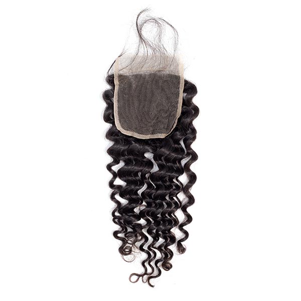 Deep Wave Hair 4x4 Lace Closure, 5x5 Lace Closure Natural Black