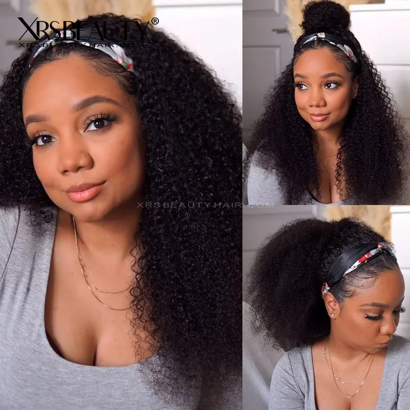 Xrs Beauty Hair 180% Density Jerry Curly Headband Wig Glueless Human Hair Wig Affordable [HBW04]