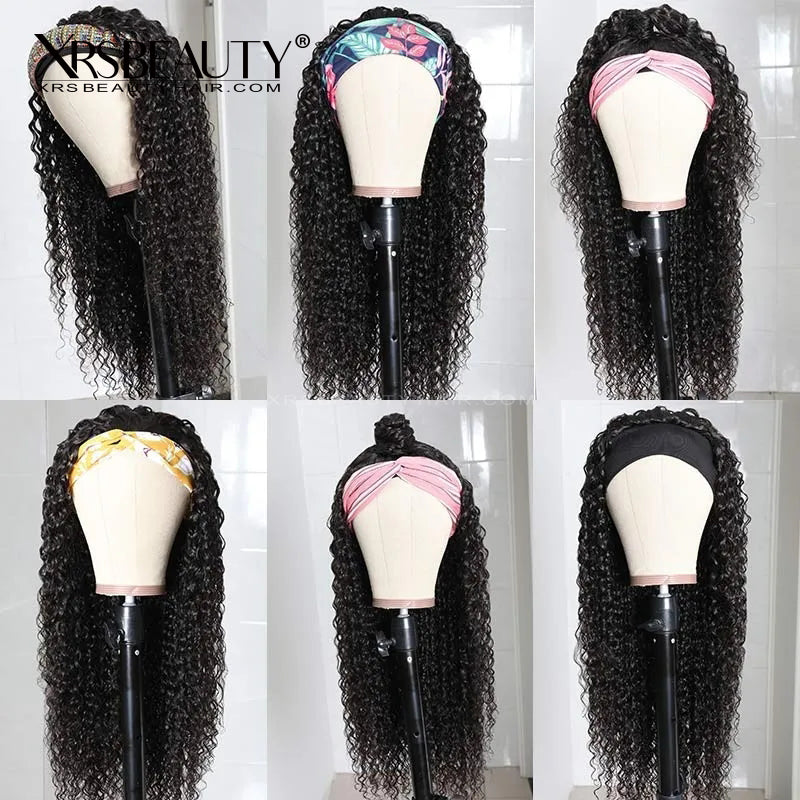 Xrs Beauty Hair 180% Density Jerry Curly Headband Wig Glueless Human Hair Wig Affordable [HBW04]