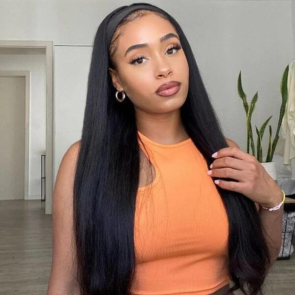 {Super Deal } 22inch Headband Body/Straight Human Hair Wigs Non-Lace Front Wigs Easy Wear and Go(No Code Available)
