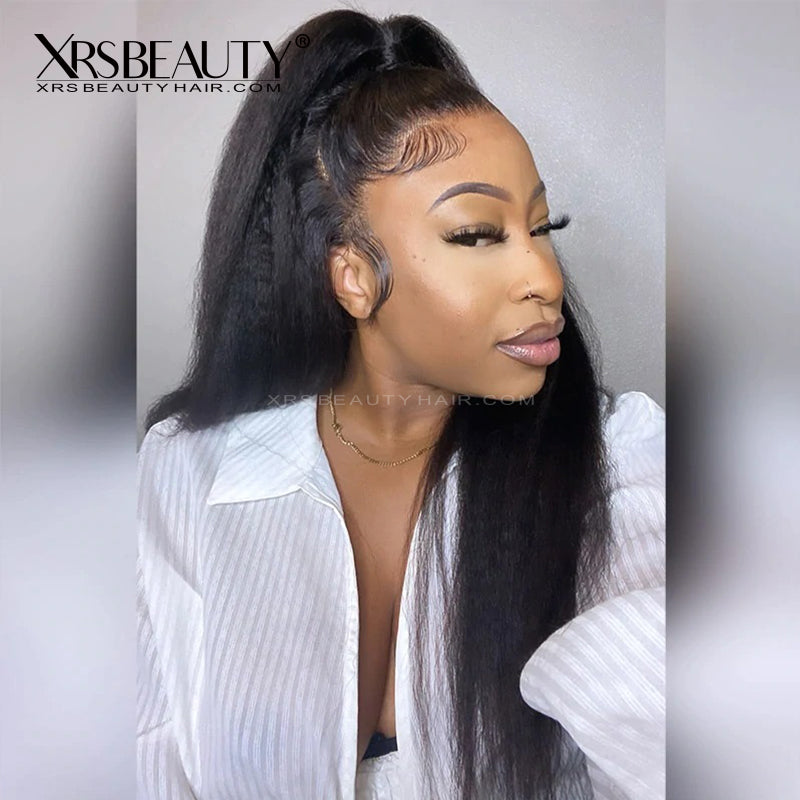 Xrs Beauty Hair 360 Lace Frontal Wig Kinky Straight Pre-plucked Human Hair Wig For Black Women [360KS]