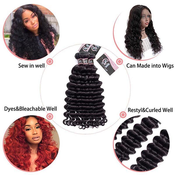 Loose Deep Wave Bundles 1/3/4Pcs Natural Color Hair Extensions