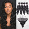 CurlyMe Loose Wave Virgin Human Hair 4 Bundles with 13x4 Frontal Natural Black