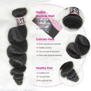 CurlyMe Loose Wave Virgin Human Hair 4 Bundles with 4x4/5x5 Closure Natural Black