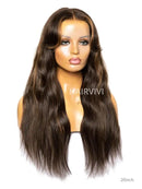 Hairvivi Juniper Lace Front Wigs With Bangs Brown Color With Highlights