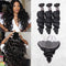 CurlyMe Loose Wave Virgin Human Hair 3 Bundles With 13x4 Frontal Natural Black