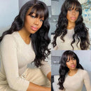 Body Wave Wig With Bangs Glueless Wigs Top Lace 2X4 Lace Wigs Machine Wigs