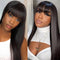 Straight Wig With Bangs Natural Color Straight Human Hair Wig 2X4 Lace Wigs Glueless Wig