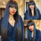 Straight Wig With Bangs Natural Color Straight Human Hair Wig 2X4 Lace Wigs Glueless Wig