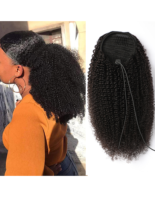 Jessies Wig Afro Kinky Curly Drawstring Ponytail Brazilian Human Hair Ponytail